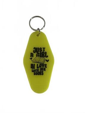Yellow ‘Just a Girl in Love w/ books’ Motel Keychain